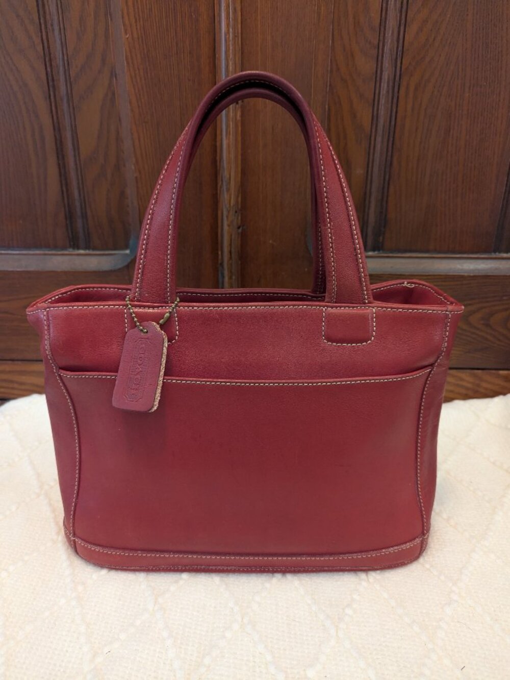 Vintage Coach 9303 Burgundy/Red Bleeker Leather Satchel.